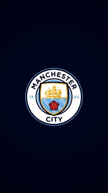 Manchester City Fc logo centered on a dark background, 4K Phone Wallpaper