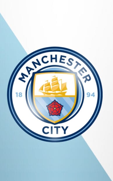 The Manchester City Fc logo features a ship and rose in blue and gold, HD Phone Wallpaper