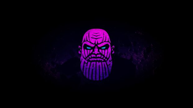 Thanos face art with minimalist design in purple and blue colors
