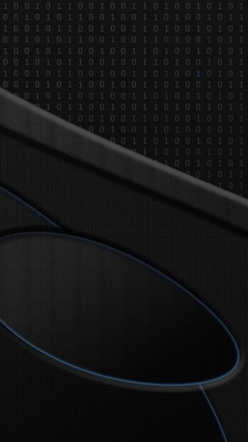 A matte black digital design with binary code and layered shapes, HD Mobile Wallpaper