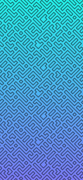 A gradient blue labyrinth pattern with intricate maze lines forming a seamless design