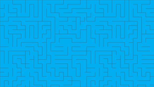 A seamless maze pattern with thin lines on a vibrant blue surface