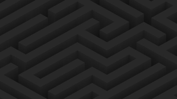 Black maze with three dimensional effect on a dark surface in a modern style