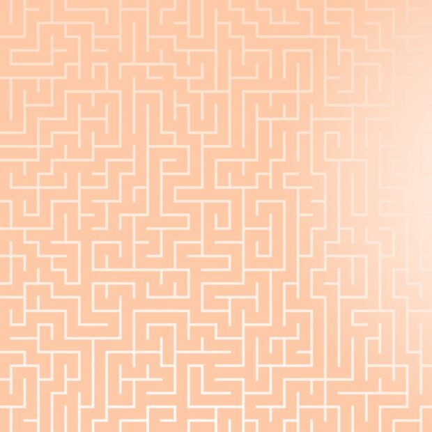 A complex maze pattern with a soft peach color scheme on a smooth gradient background