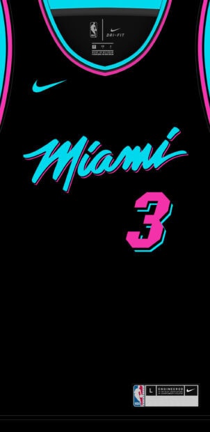 Miami Heat jersey with number 3 in vibrant colors on a black background
