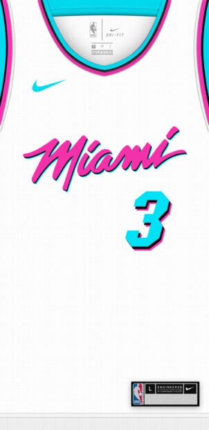 Miami jersey with retro colors and number three design for Miami Heat