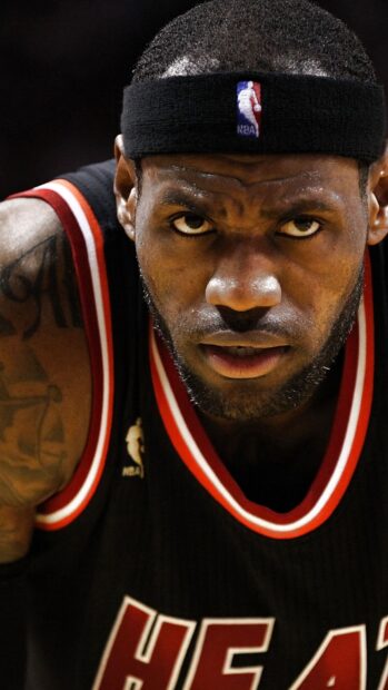 Close up of Miami Heat player focused during the basketball game