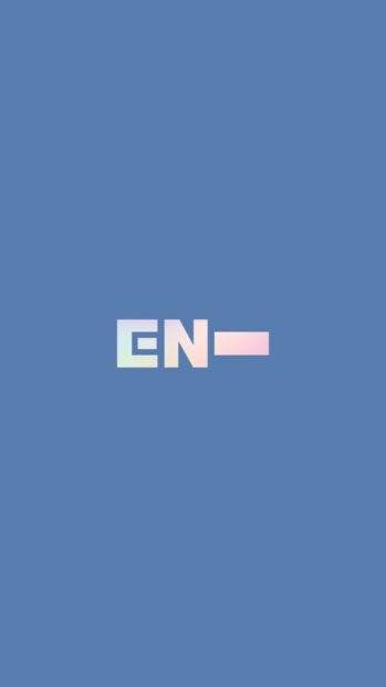 The image shows a minimalist Enhypen logo on a blue background, HD Phone Wallpaper