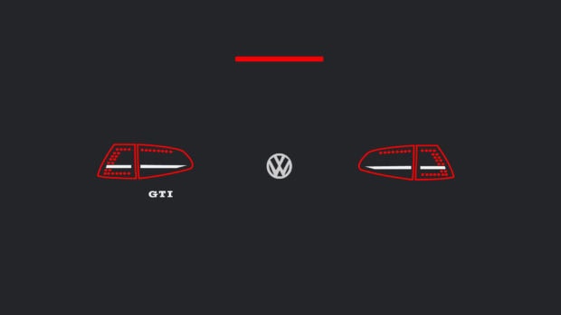 Hình ảnh cho thấy thiết kế phía sau tối giản của Golf GTI với đèn hậu và logo, Hình nền máy tính HD