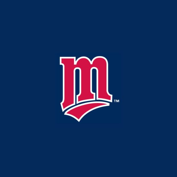 The Minnesota Twins logo in red and white is centered on a blue background, HD Desktop Wallpaper