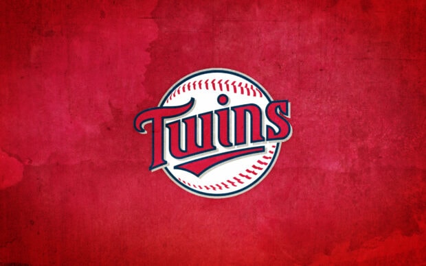 The Minnesota Twins logo is featured prominently on a textured red background, HD Desktop Wallpaper