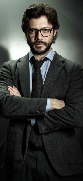 The Professor from Money Heist wallpapers stands confidently with folded arms, HD Phone Wallpaper