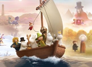 Moomin Wallpapers characters are sailing on a boat through different magical seasons in the image, HD Desktop Wallpaper