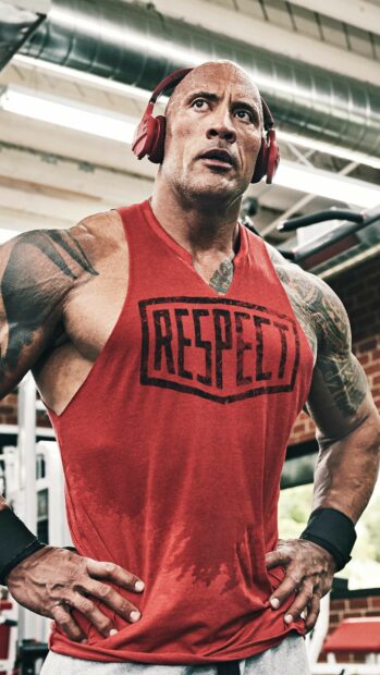 A muscular athlete wearing a red shirt focused during a powerlifting session, 4K Mobile Wallpaper