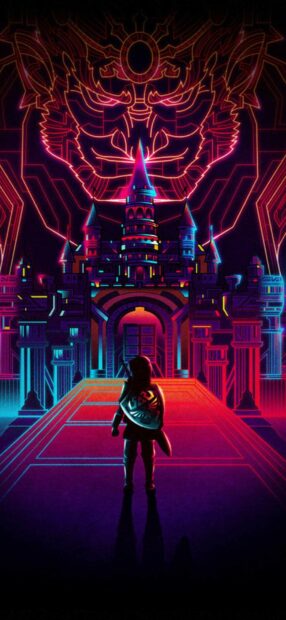 The Legend Of Zelda Wallpapers showing a hero standing before a glowing fortress, HD Phone Wallpaper