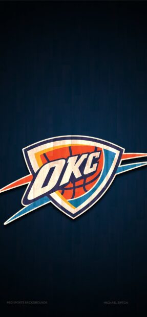 The Oklahoma City Thunder logo is displayed on a dark textured background