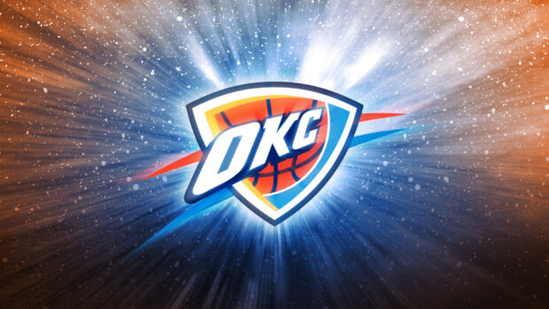 Oklahoma City Thunder logo with dynamic blue and orange burst effect