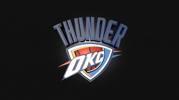 The Oklahoma City Thunder basketball logo with a dark background and vibrant colors