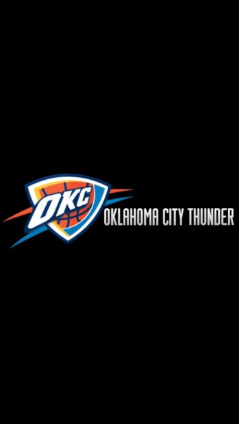 Oklahoma City Thunder logo with basketball and team name on black background