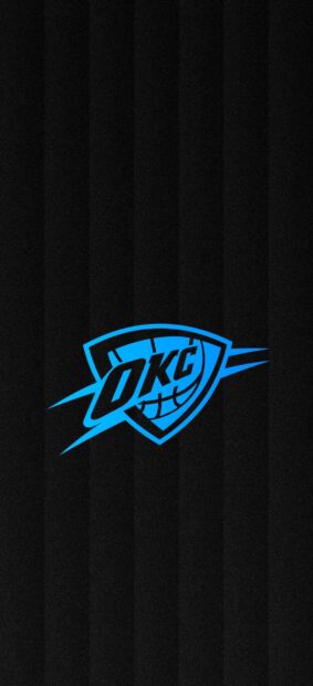 Blue Oklahoma City Thunder logo on a black background with stripes