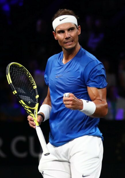 Rafael Nadal is shown celebrating with clenched fist during a tennis match, 2K Mobile Wallpaper