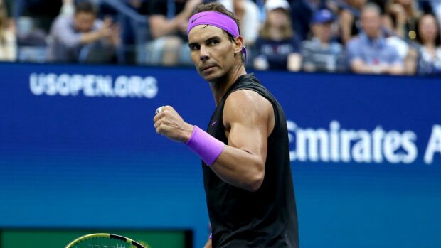 Rafael Nadal shows determination during a tennis match, HD Desktop Wallpaper