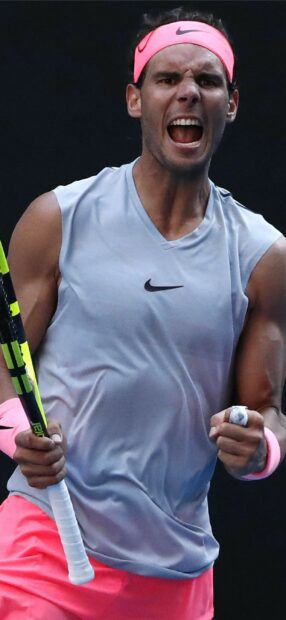 Rafael Nadal showing passion during a tennis match, 2K Mobile Wallpaper