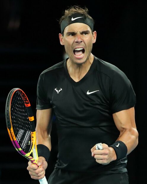 Rafael Nadal shows intense emotion playing tennis on court, HD Desktop Wallpaper