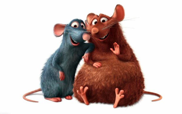 Two happy rats from Ratatouille smiling together