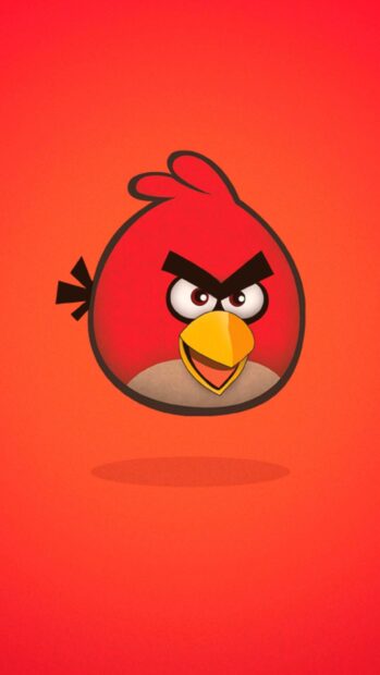 Nhân vật Angry Birds đỏ được thể hiện với biểu cảm dữ dội trên nền màu cam, Hình nền điện thoại HD