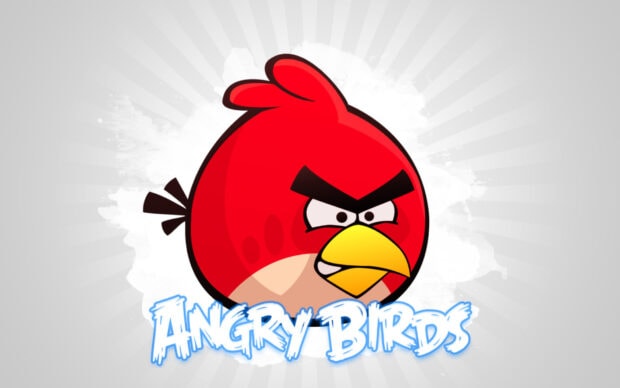 Hình ảnh cho thấy một nhân vật Angry Birds màu đỏ với đôi mắt dữ dội và văn bản in đậm bên dưới, Hình nền máy tính HD