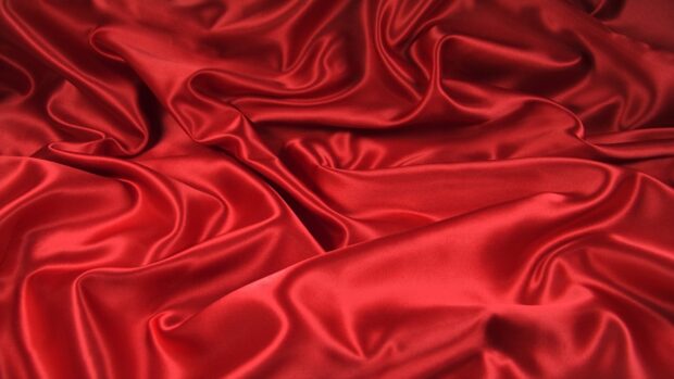 A close up of smooth red silk fabric showing detailed texture and folds, HD Desktop Wallpaper