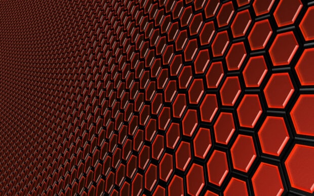 A close up view of red honeycomb wallpapers displaying geometric design, 2K Desktop Wallpaper