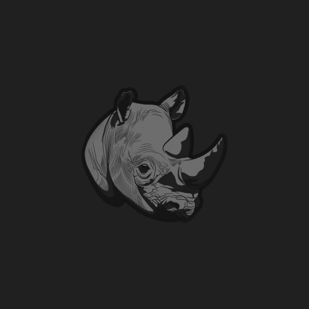 Detailed rhino head illustration showing unique features and texture