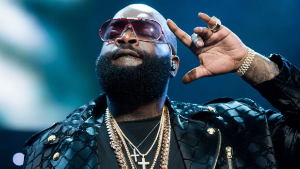Rick Ross is performing on stage wearing sunglasses and jewelry, HD Desktop Wallpaper
