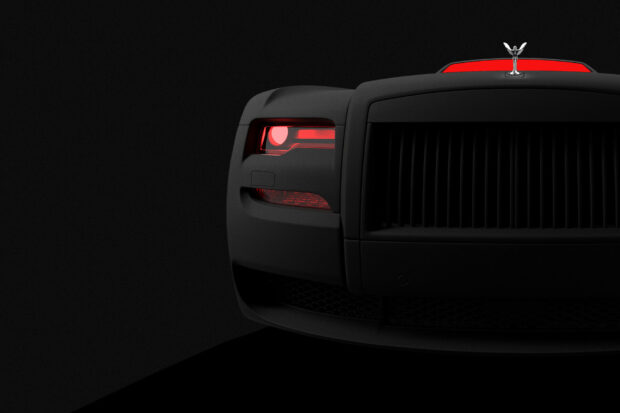 The Rolls Royce Ghost displays a matte black front with red headlight accents, HD Desktop Wallpaper