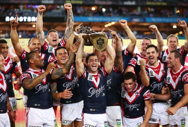 Rugby League Wallpapers featuring a team lifting a trophy after winning a match, HD Desktop Wallpaper