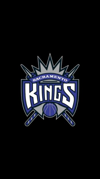 The Sacramento Kings logo features a crown and basketball on a black background for mobile wallpaper