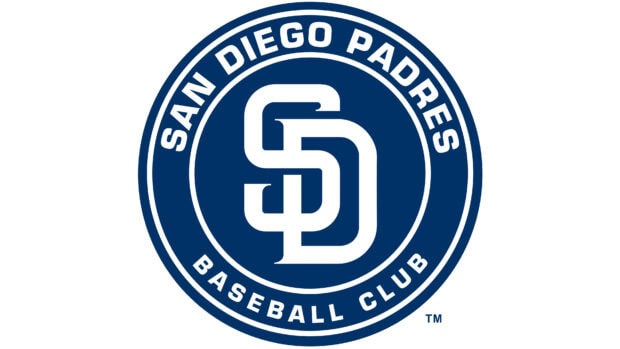 The San Diego Padres logo features prominently on a navy background, 4K Desktop Wallpaper