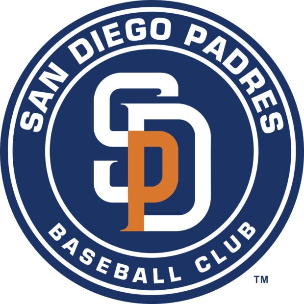 The San Diego Padres logo displays the team's initials with a unique color scheme, HD Mobile Wallpaper