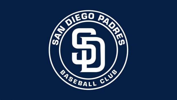 The San Diego Padres logo features a creative monogram with a navy blue background, HD Desktop Wallpaper