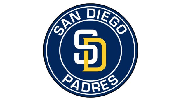 The San Diego Padres logo features entwined letters SD in navy and gold, 4K Desktop Wallpaper