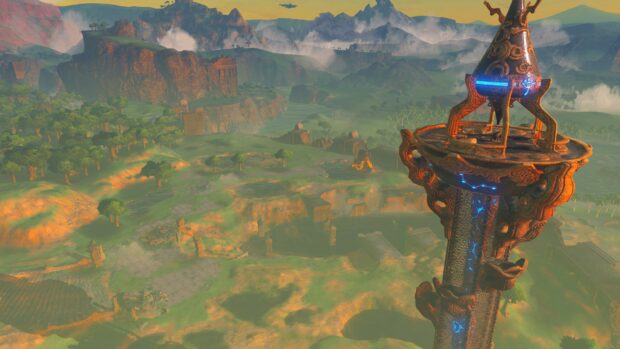 The Legend Of Zelda Wallpapers showcase a vast landscape with mountains and ruins, 4K Desktop Wallpaper