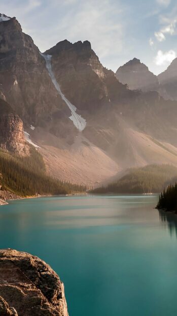 The scenery wallpapers show a tranquil mountain lake with surrounding peaks and trees, HD Phone Wallpaper