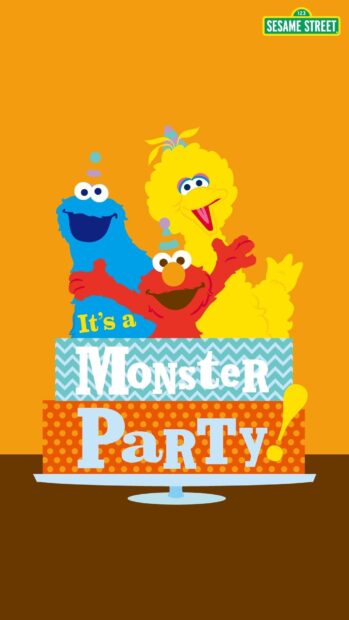 Sesame Street Wallpapers show main characters at a monster party, HD Phone Wallpaper