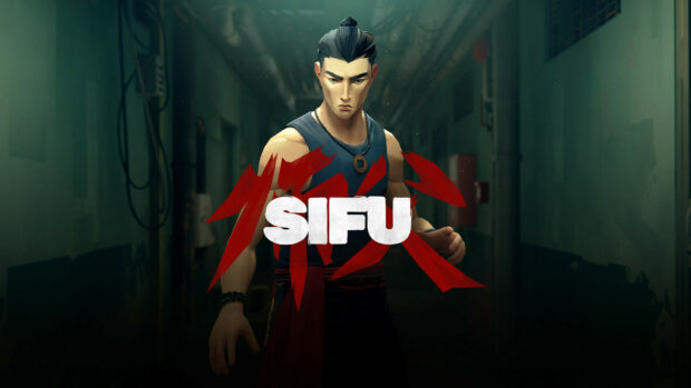 A focused warrior character from Sifu stands in a dimly lit corridor with intense determination