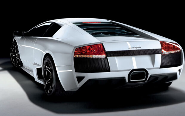 Hình nền Lp có hình một chiếc Lamborghini trắng bóng bẩy với đèn hậu chi tiết, Hình nền máy tính HD
