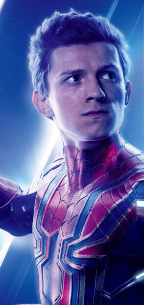 Spider Man Tom Holland in a detailed suit looking to the side, HD Phone Wallpaper