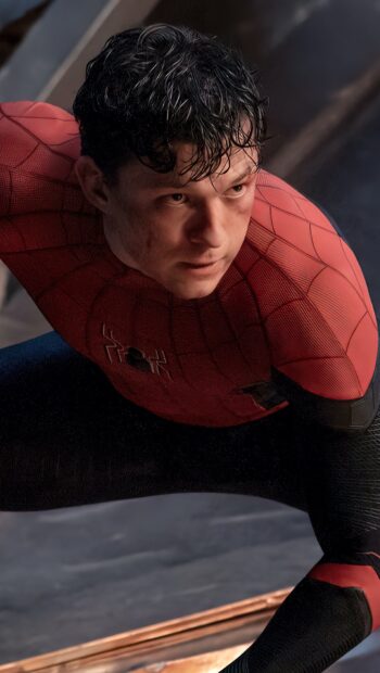 Spider Man Tom Holland crouches ready for action in his suit, HD Mobile Wallpaper