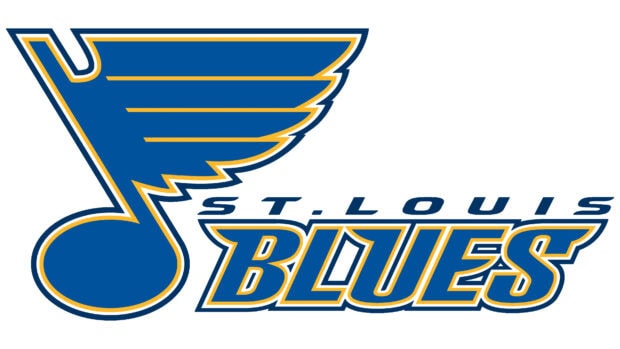 The St Louis Blues logo features a blue musical note with wings and the team name, 4K Desktop Wallpaper